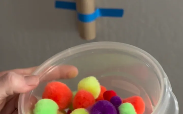 Pom Pom Drop for Toddlers (Ages 2-4): A 1-Minute Setup Fine Motor Activity