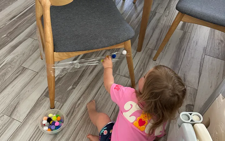 Sticky Tape Chair: A 7-Minute Toddler Fine Motor Activity (Ages 2-4)